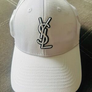 Fashion white YSL Cap with Black White Logo